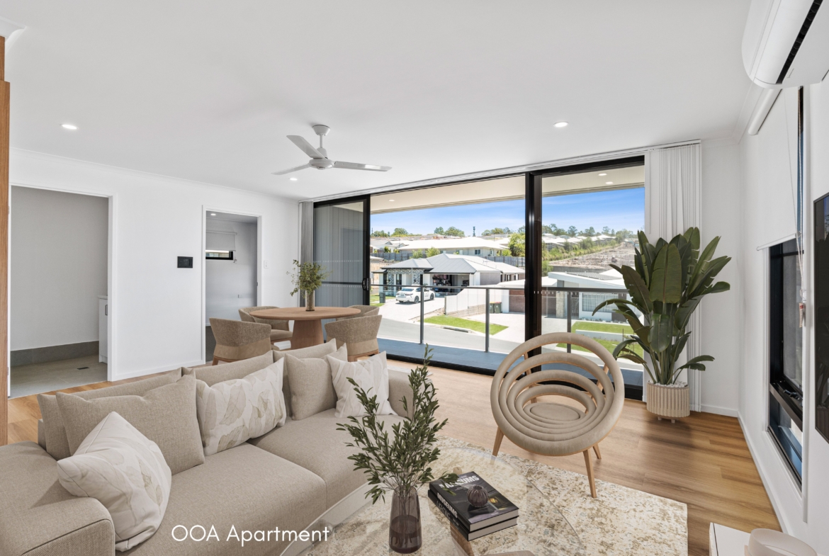 OOA apartment exterior — above double garage